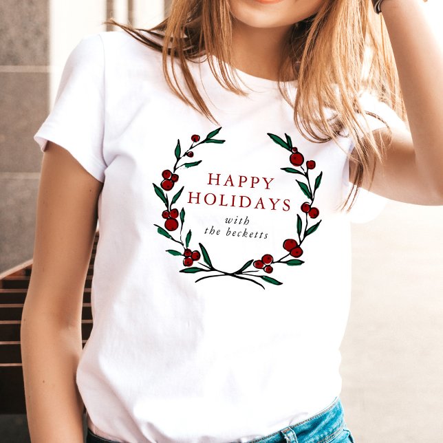 Festive Wreath Family Christmas T Shirt (Skapare uppladdad)