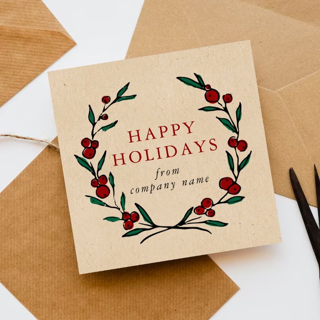 Festive Wreath Merry Christmas Happy Julkort (Skapare uppladdad)