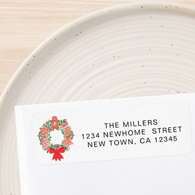 Festive Wreath Return Address  Returadress Etikett (Skapare uppladdad)