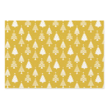 Festive Yellow and White Christmas Tree Pattern