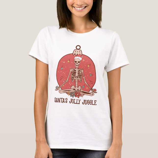Festive Yoga Skeleton 2023 - Unik Helgdag Orname T Shirt (Framsida)