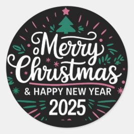 Festivity in each Sticker Gott nytt år 2025 Runt Klistermärke