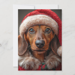 Festivlig Dachshund i Santa-dräkt Inbjudningar
