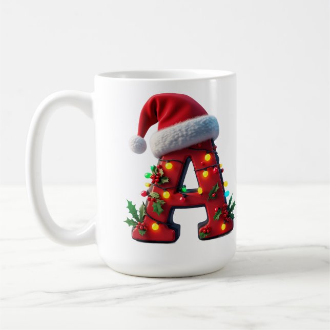 Festivt Dekorerad Jul Röd Bokstav A Kaffemugg (Vänster)