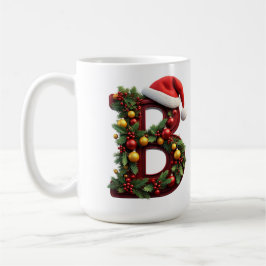 Festivt Dekorerad Jul Röd Bokstav B Kaffemugg