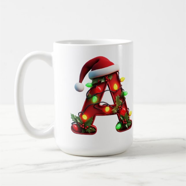 Festivt Dekorerad Jul Röda Bokstaven A Kaffemugg (Vänster)