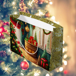 Festivt dekorerat rum, traditionell jul