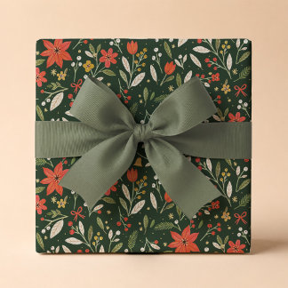 Festivt Folk Floralt Julpresentpapper Presentpapper