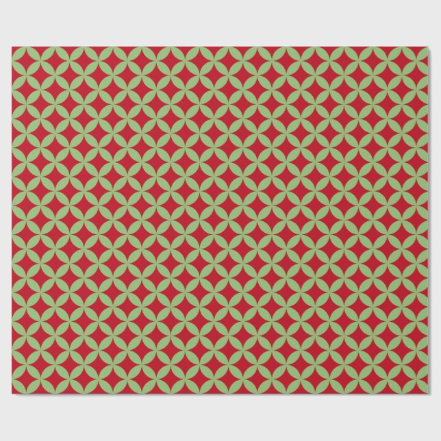 Festivt grönt och rött julinpackningspapper presentpapper (Platt)
