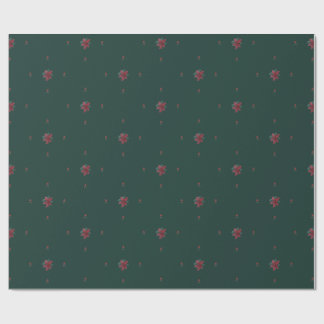 Festivt grönt poinsettia-inpackningspapper presentpapper