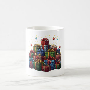 Festivt Illustrerad Julpresenthög Kaffemugg