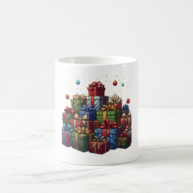Festivt Illustrerad Julpresenthög Kaffemugg (Center)