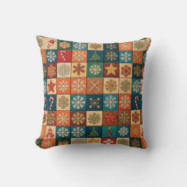 Festivt julmosaikmönster med snöflingor kudde