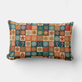 Festivt julmosaikmönster med snöflingor lumbarkudde