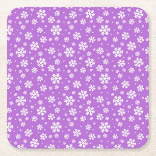 Festivt lila och vitt vintersnöflingormönster underlägg papper kvadrat