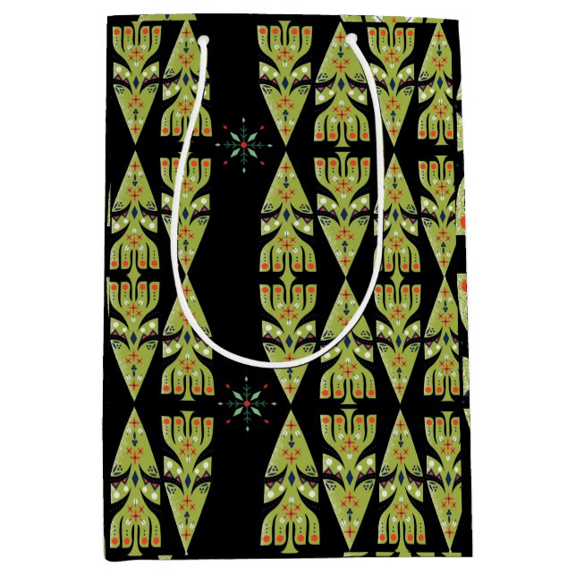 Festivt presentpapper Grönt Svart Mönster (Framsidan)