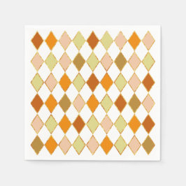 Festivt Retro Orange Beige Vitt Diamantmönster Pappersservett