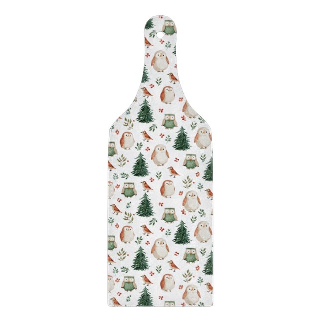 Festivt Vintage Jul Fågel Skogs Mönster (Framsidan)
