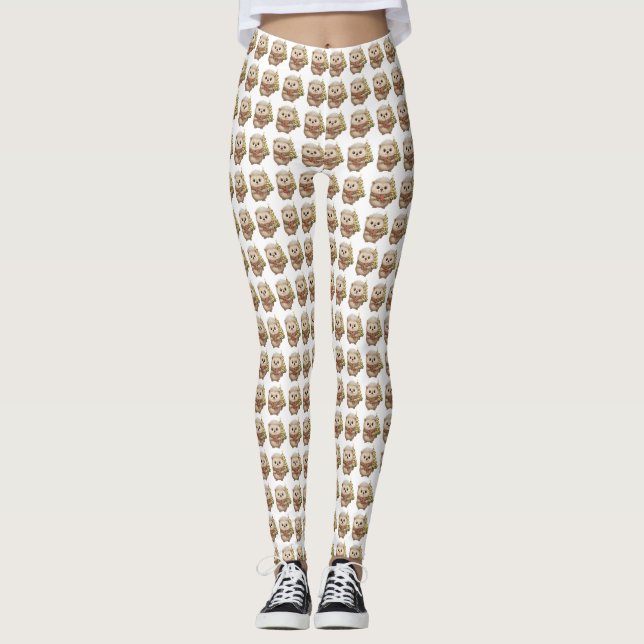 Festliche Igel Illustrationen Weiß Leggings (Framsida)