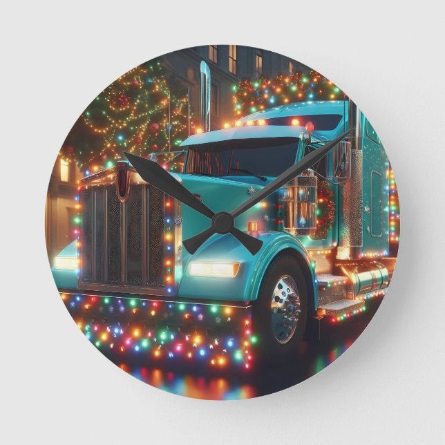 Festlicher Weihnachts-LKW mit Lichtern Rund Klocka (Framsida)