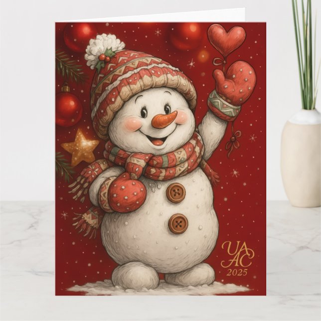 Festliches Weihnachtsmotiv auf rotem Hintergrund Kort (Framsida)