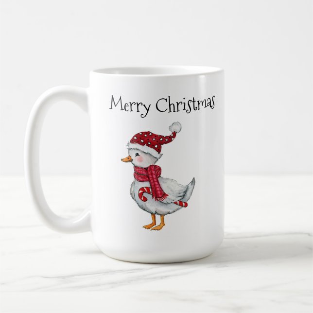 Festlig anka med tomtehatt kaffemugg (Vänster)