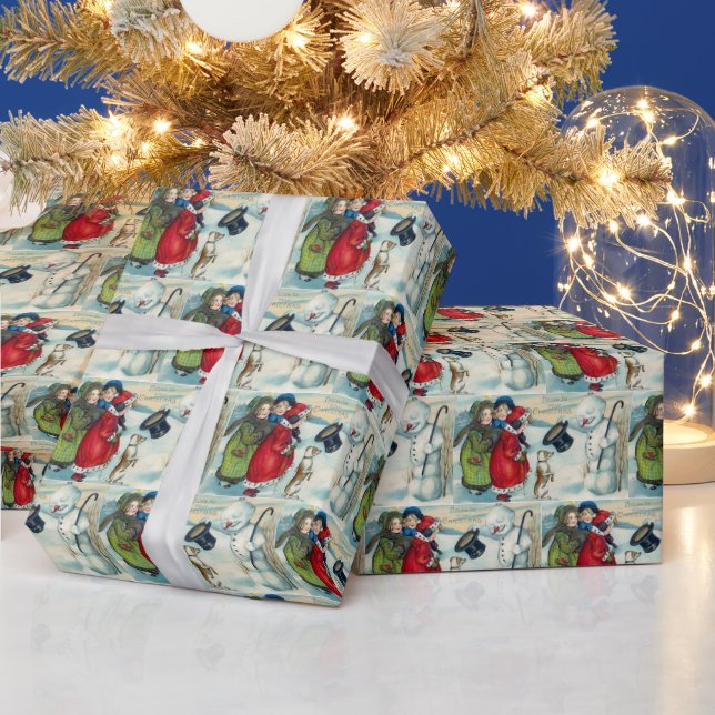 festlig årgång Juldagen snögubbe-vind  Presentpapper (Helgdagar)