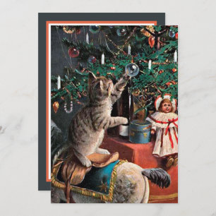 festlig årgång Julkatt tillför känslor Anteckningskort