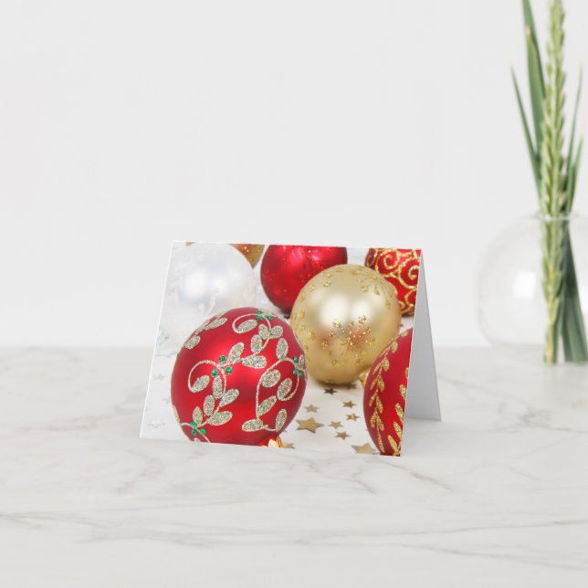 Festlig bakgrund för helgdagjulprydnadar helgkort (Framsida)