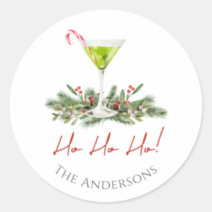 Festlig Candy Cane Cocktail Martini och Mistel Runt Klistermärke