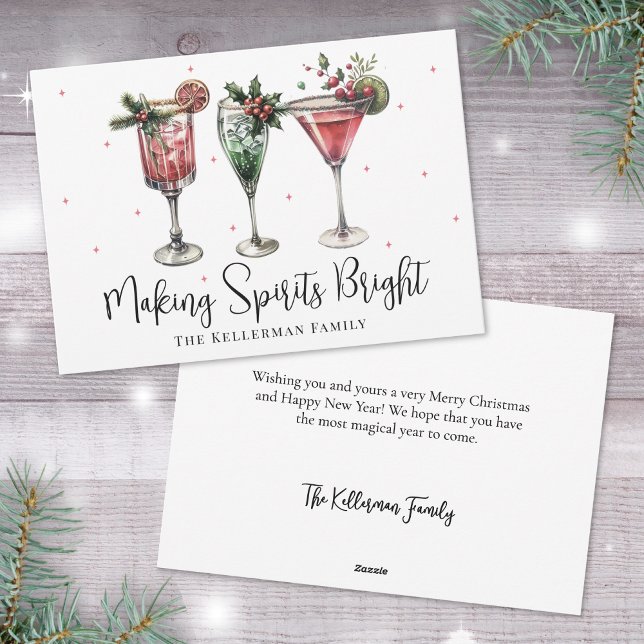 Festlig Cocktail Jul Julkort (Festive Making Spirits Bright Christmas Holiday Card)