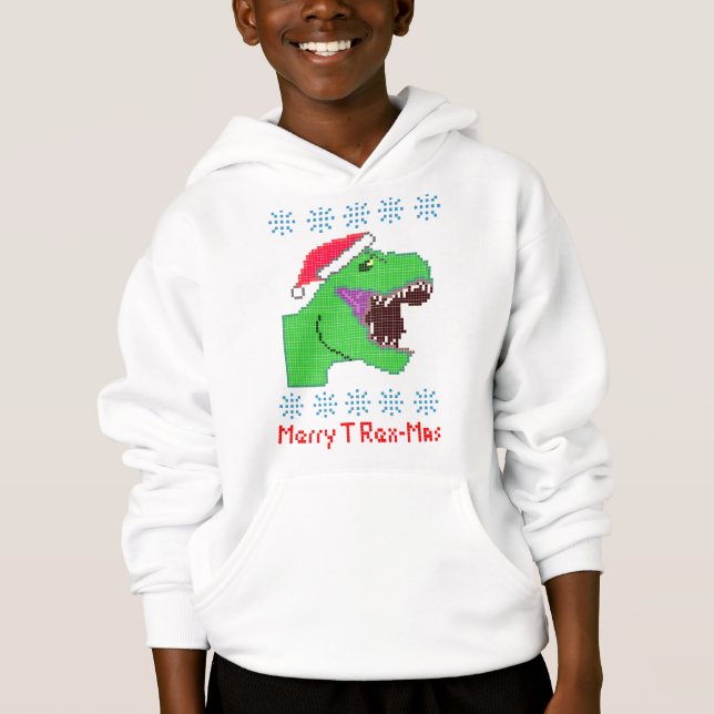 Festlig Dinosaur "glad för T-Rex-Mas" jul Tee Shirt (Framsida)