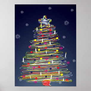 Festlig färgrik julgran (skräddarsy den!), poster