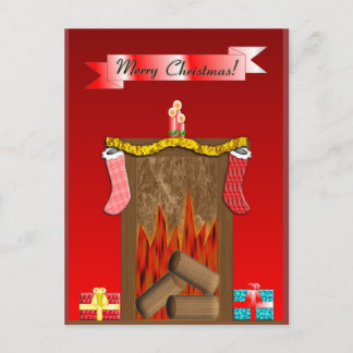 Festlig Fireside för jul Helg Vykort