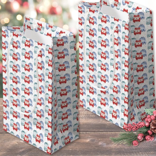 Festlig Fjulig Jultröja Högtid Julen (Festive Ugly Sweater Pattern Christmas Small Gift Bag)