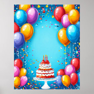 Festlig födelsedagsfirande med ballonger poster