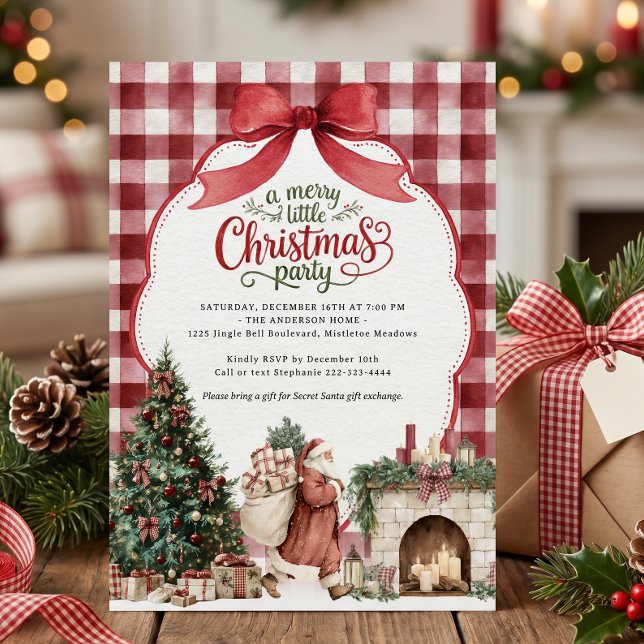 Festlig Gingham Julfest  Inbjudningar (Skapare uppladdad)