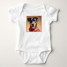 Festlig Glädje: Mysig Rottweilerblandning i Röd Tr T Shirt