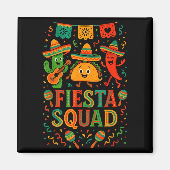 Festlig grupp rolig cinco de mayo hatt kaktusFi Magnet (Framsidan)