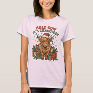 Festlig Highland Ko Julfirande T Shirt