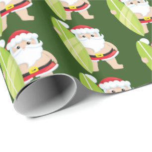 Festlig jul som surfar den Santa belade med tegel Presentpapper