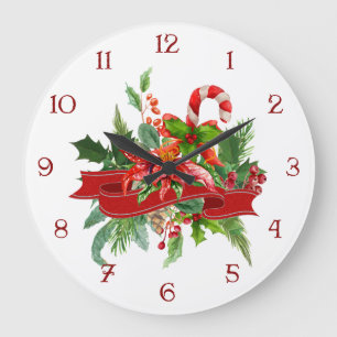 Festlig julblommigt, band & candy cane stor klocka