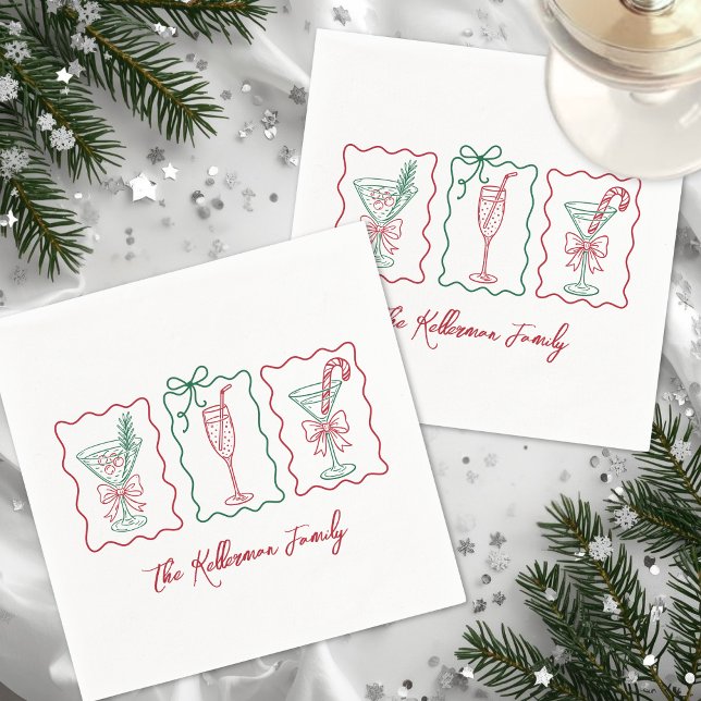 Festlig julcocktailfest pappersservett (Festive Christmas Cocktail Party Napkins)