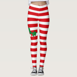 Festlig juldamasker för candy cane och för järnek leggings