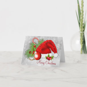 Festlig julkort för Santa hatt Helgkort