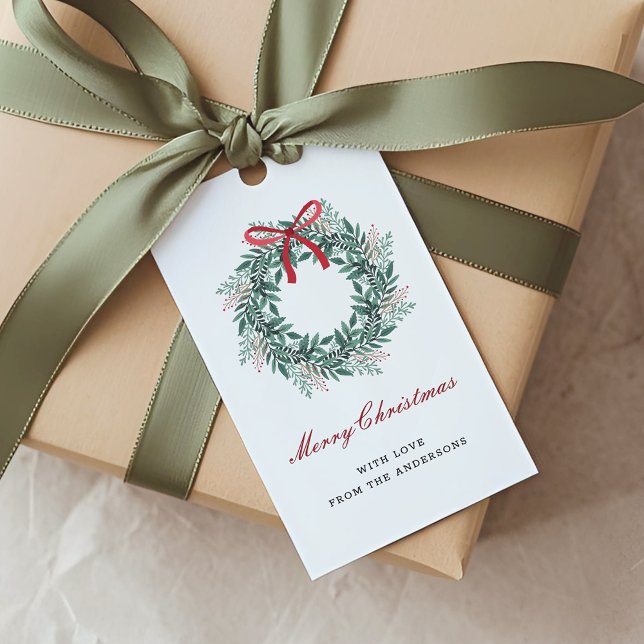 Festlig julkrans julfirande presentetikett (Skapare uppladdad)