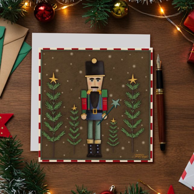 Festlig kul traditionell nötknäppare jul julkort (Skapare uppladdad)