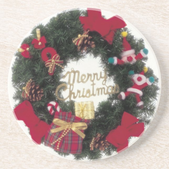 Festlig kustfartyg för helgdaggod julkran underlägg sandsten (Framsidan)