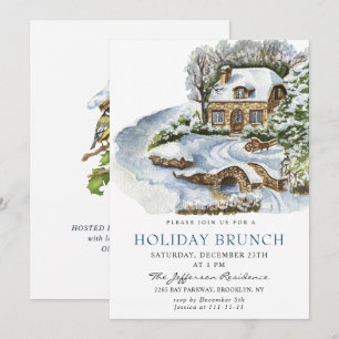 Festlig landsbygd jul firande JUL BRUNCH Inbjudningar