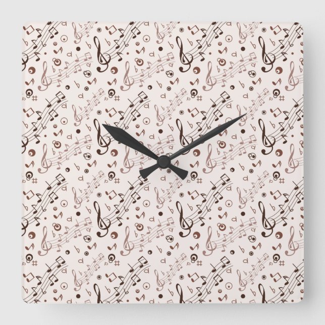 Festlig musik noter, pubar & symboler fyrkantig klocka (Framsida)